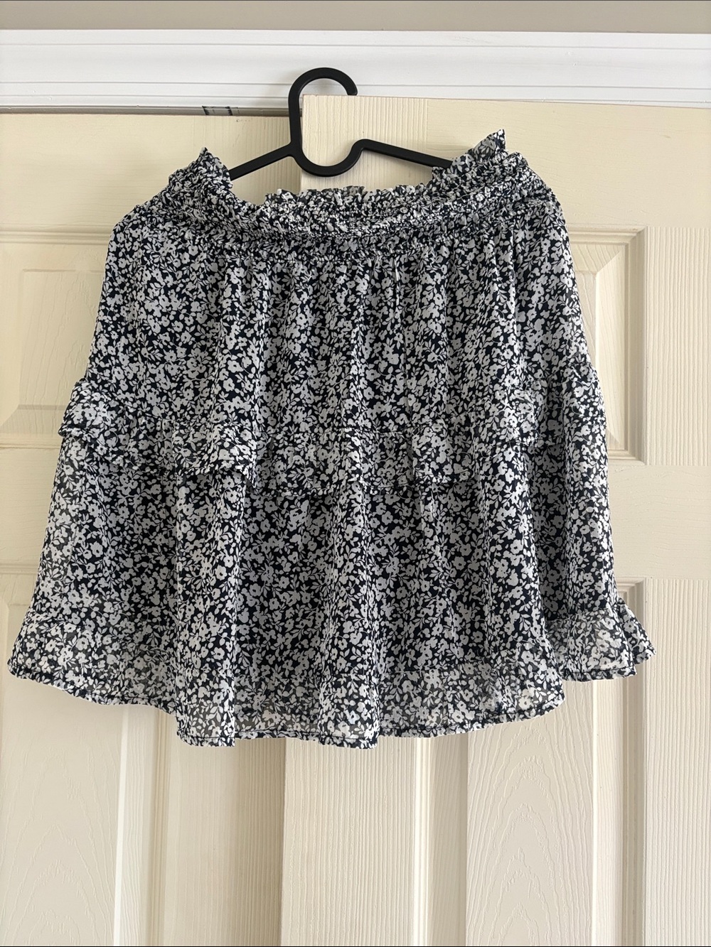 Sienna Sky Black and White Floral Off-Shoulder Blouse